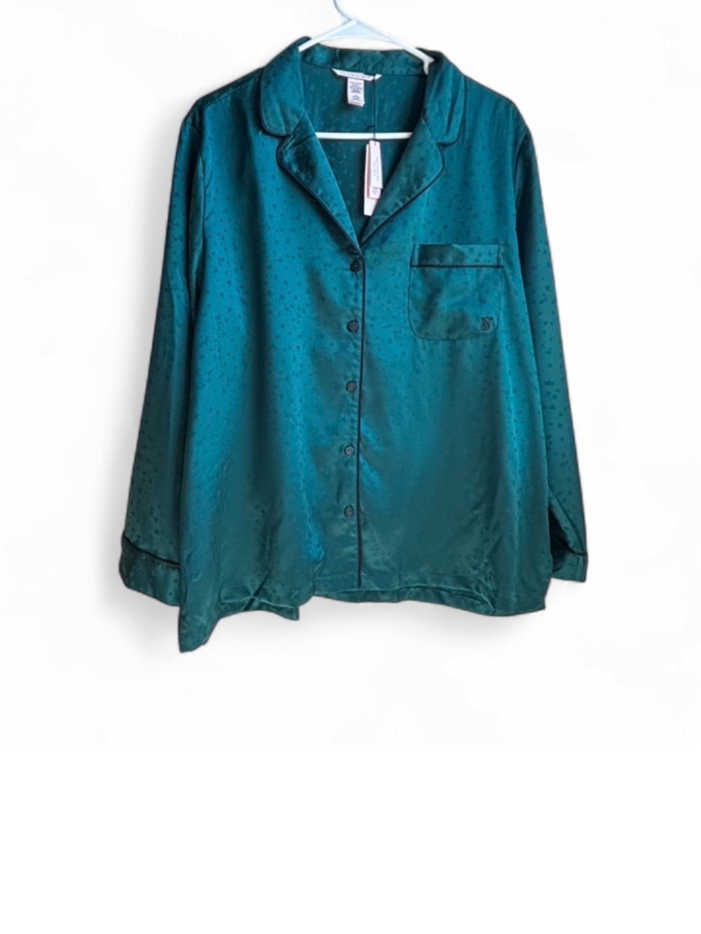Victoria's Secret Teal Satin Button-Up Pajama Top